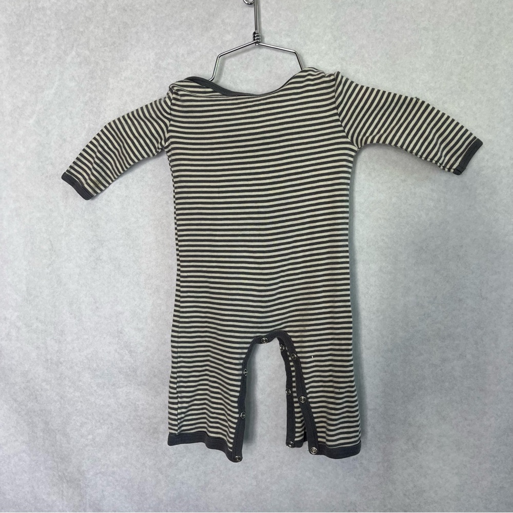 Burt's Bees Baby Black and White Striped Footie - Picture 2 of 5